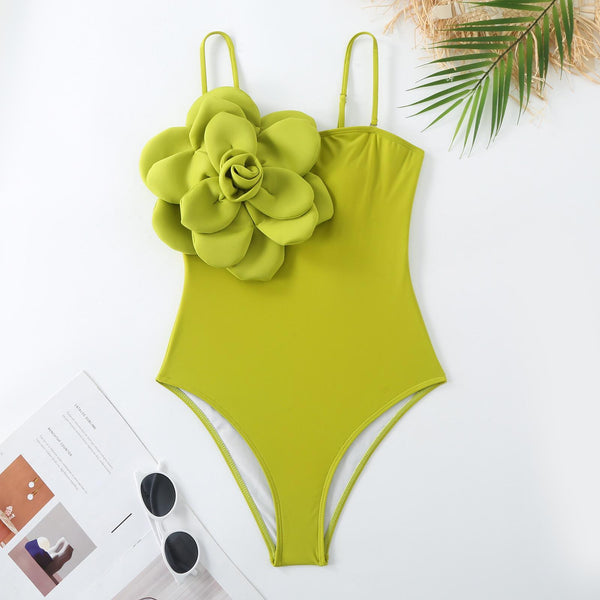 Kelly Rosette Swimsuit With Skirt In Neon