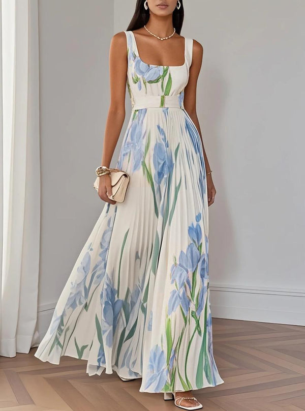 Pansy Floral Statement Maxi Dress In White