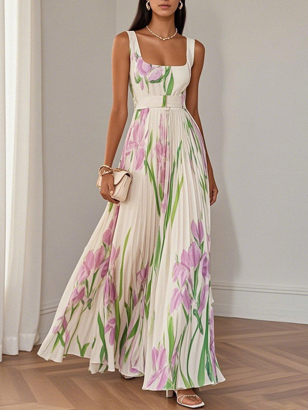 Pansy Floral Statement Maxi Dress In Yellow