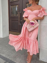 Filicia Eyelet Cotton Dress In Pink