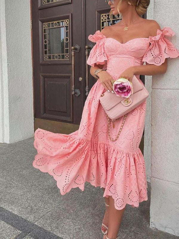 Filicia Eyelet Cotton Dress In Pink