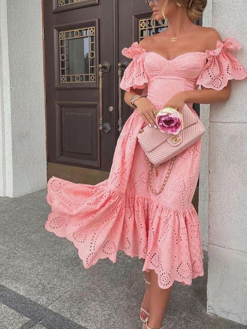 Filicia Eyelet Cotton Dress In Pink