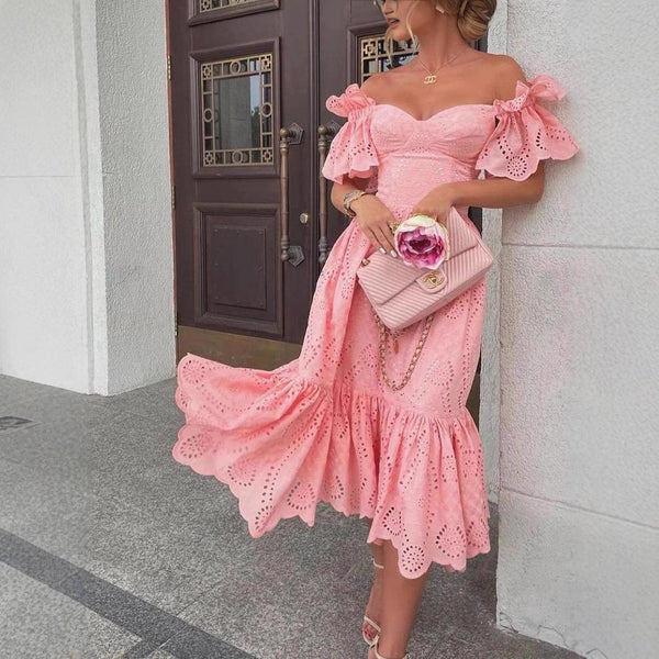 Filicia Eyelet Cotton Dress In Pink