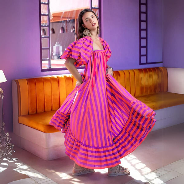 Lisba Luxury Striped Maxi Dress