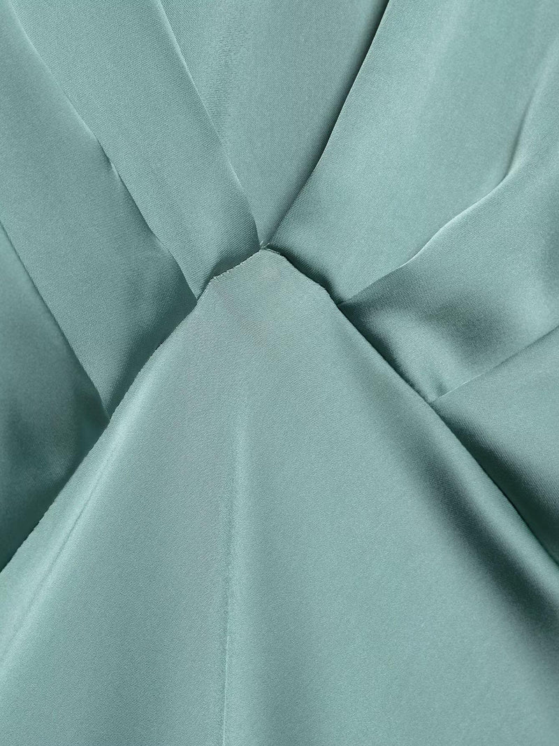 Lipasa Satin Midi Dress In Sage Green