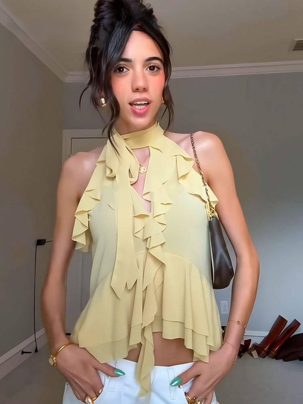 Hena Ruffled Summer Top In Yellow