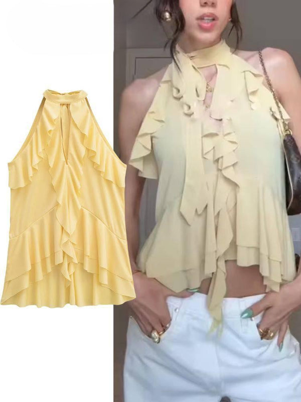 Hena Ruffled Summer Top In Yellow