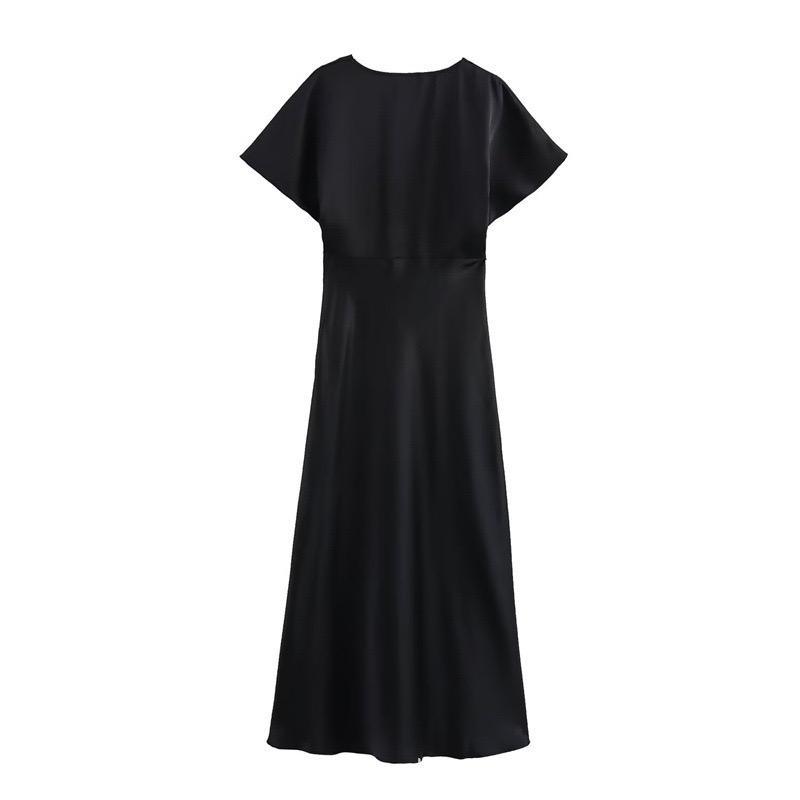 Lipasa Satin Midi Dress In Black