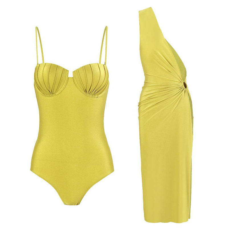 Trope Luxe Swimsuit With Coverup In Yellow