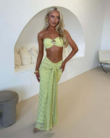 Aroma Summer Coord Set-Resortwear In Green