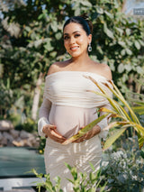 Saya Luxe Bodycon Maxi Dress in Offwhite