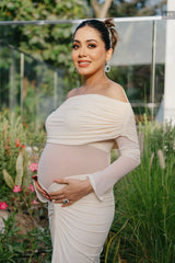 Saya Luxe Bodycon Maxi Dress in Offwhite