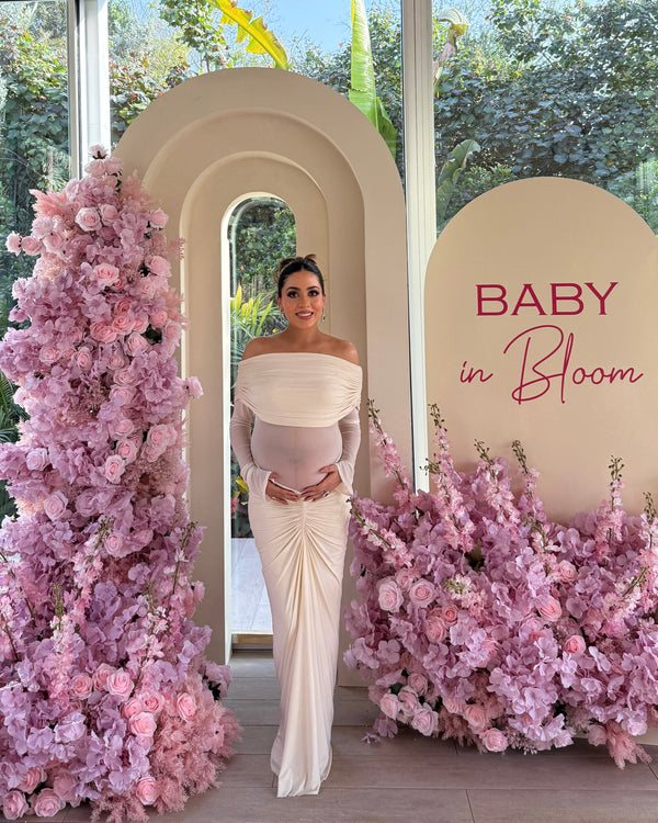 Saya Luxe Bodycon Maxi Dress in Offwhite