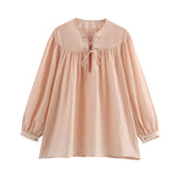 Elara Lace-Up Oversized Summer Top In Peach