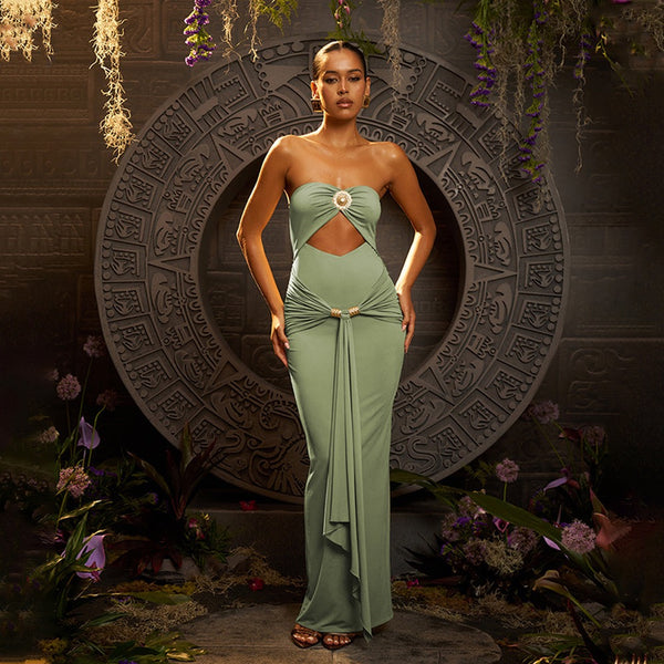 Freza Bodycon Maxi Dress In Pista Green
