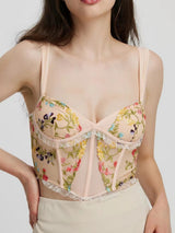 Rosie Embroidered Crop Top In Peach