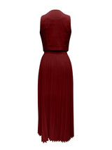 Sarine Luxe Vest Suit With Skirt In Maroon