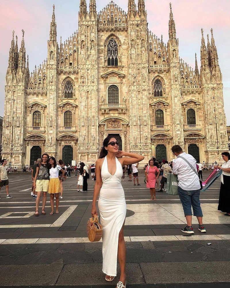 Hansel Halterneck Bodycon Dress in White - Alamode By Akanksha