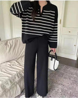 Rachel Striped Woolen Coord Set - Alamode By Akanksha