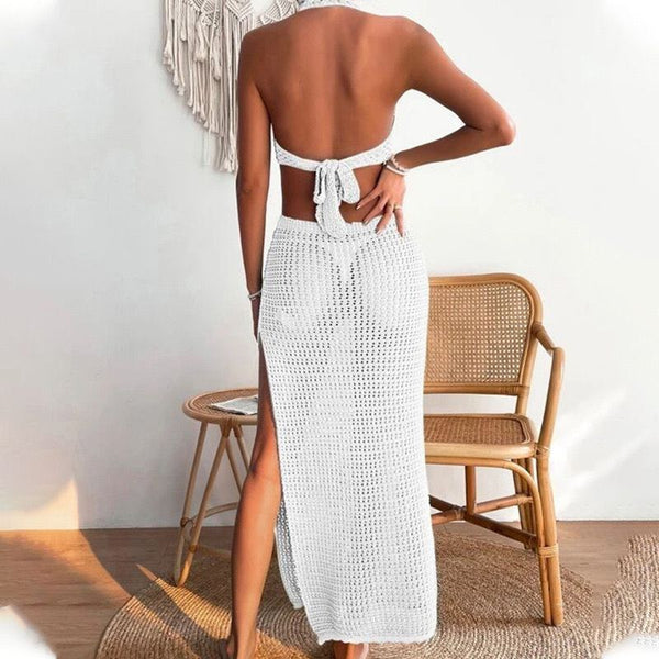 Marthey Soft Knit Dress- Resortwear In White