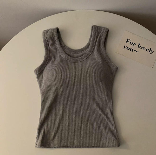 Stormie Tank Tops with Inbuilt Bra Grey