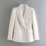 Deborah Statement Tweed Blazer in White - Alamode By Akanksha
