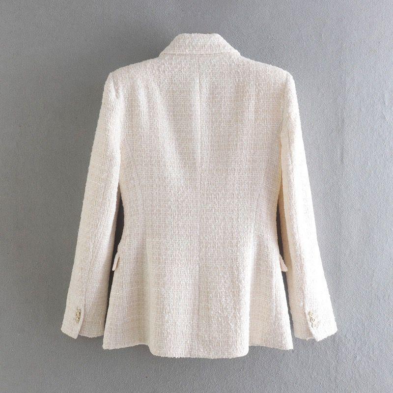 Deborah Statement Tweed Blazer in White - Alamode By Akanksha