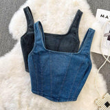 Lyubov Denim Crop Tops - Alamode By Akanksha