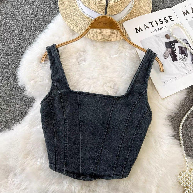 Lyubov Denim Crop Tops - Alamode By Akanksha