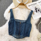 Lyubov Denim Crop Tops - Alamode By Akanksha
