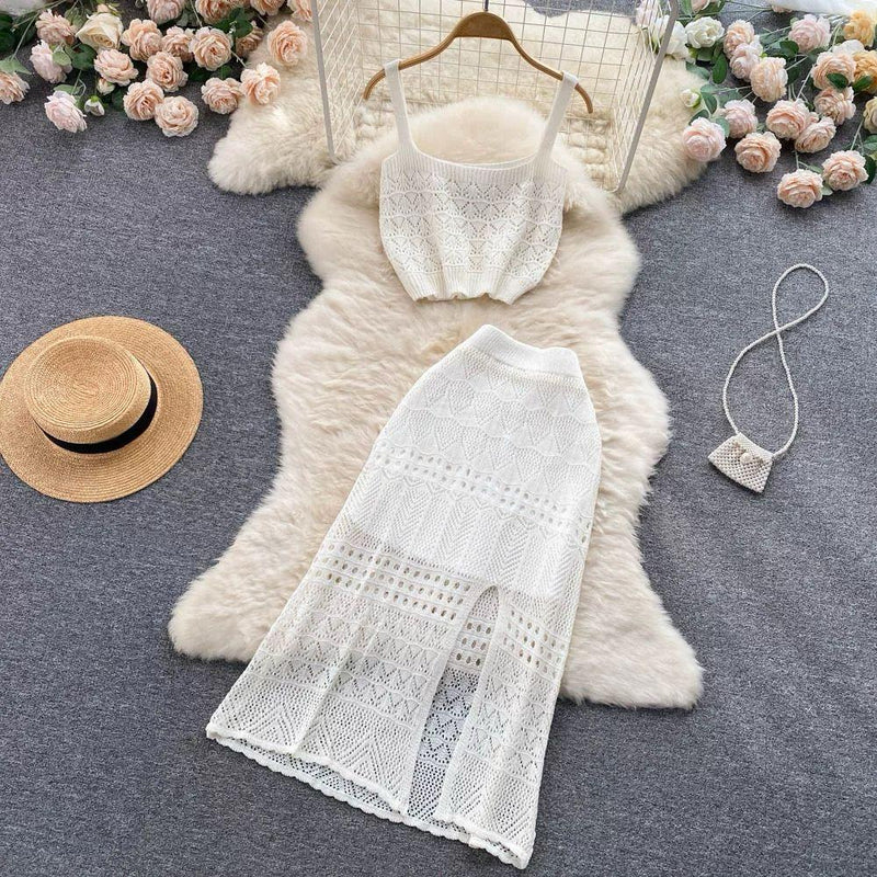 Esme Crochet Coord Set in Brown - Alamode By Akanksha