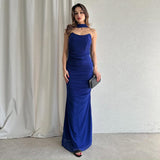 Alara Summer 2 Pcs Set - Set of Top And Skirt With Scarf In Navy Blue