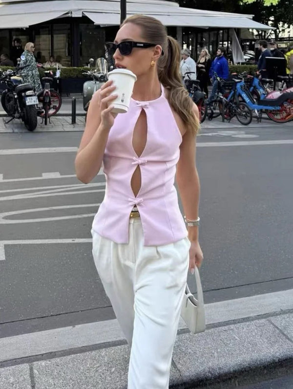 Hilton Statement Vest Knot Top