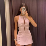 Hilton Statement Vest Knot Top In Pink