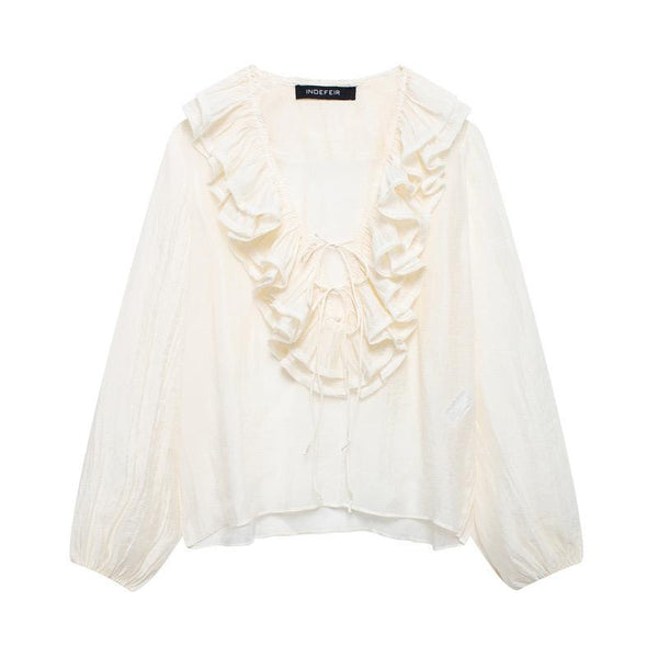 Zelei Ruffled Summer Top In Off White
