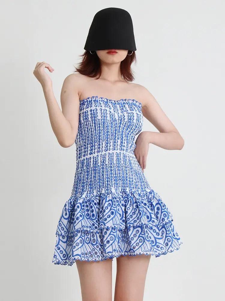 Praiano Luxe Summer Dress in Blue - Alamode By Akanksha