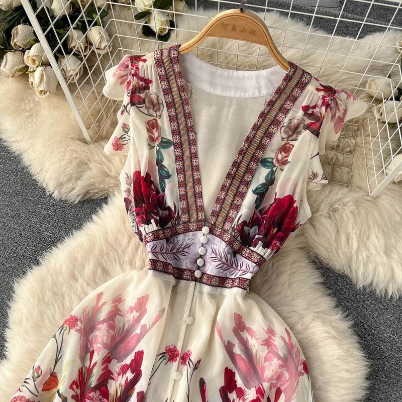Rena Vintage Statement Maxi Dress - Alamode By Akanksha