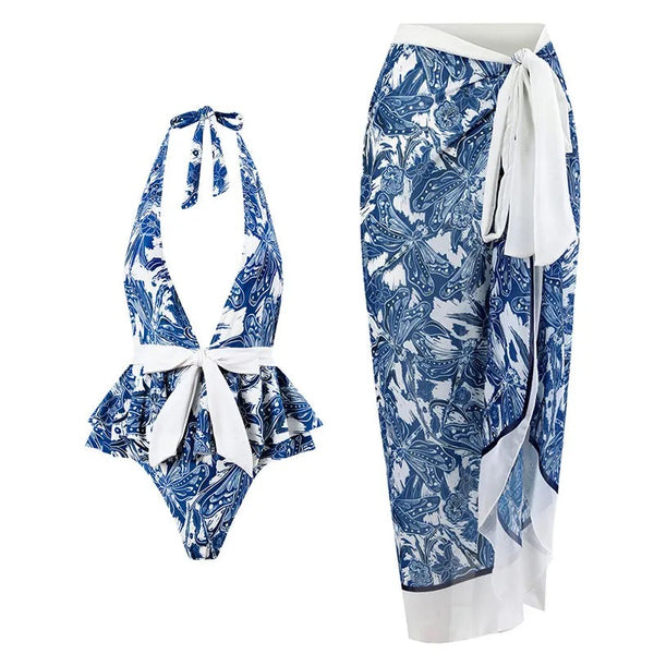 Gisessle swimsuit with Sarong skirt
