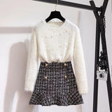 Altman Sweater And Tweed Skirt Set - Alamode By Akanksha