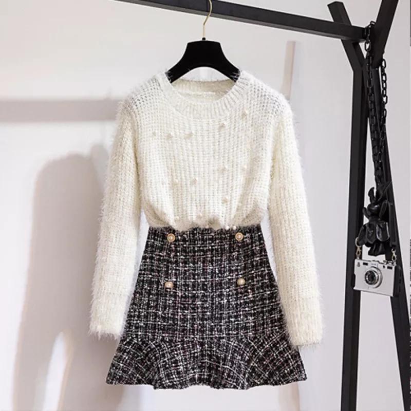 Altman Sweater And Tweed Skirt Set - Alamode By Akanksha
