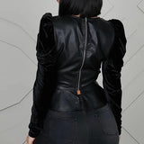 Bomb Pu Faux Leather Blouse - Alamode By Akanksha