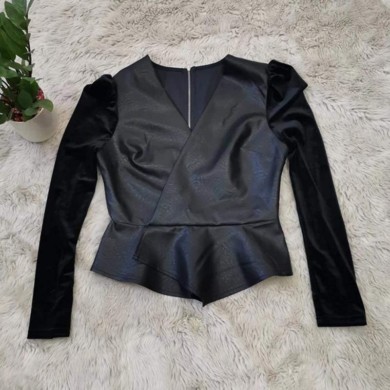 Bomb Pu Faux Leather Blouse - Alamode By Akanksha