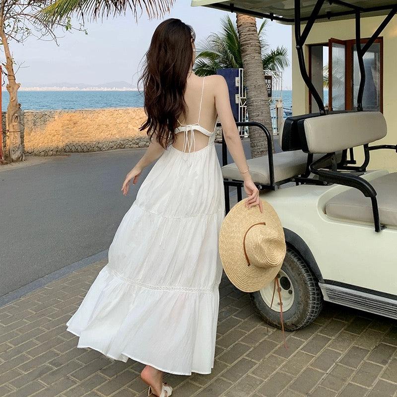 Pearl Boho Summer Maxi Dress in White - Alamode By Akanksha
