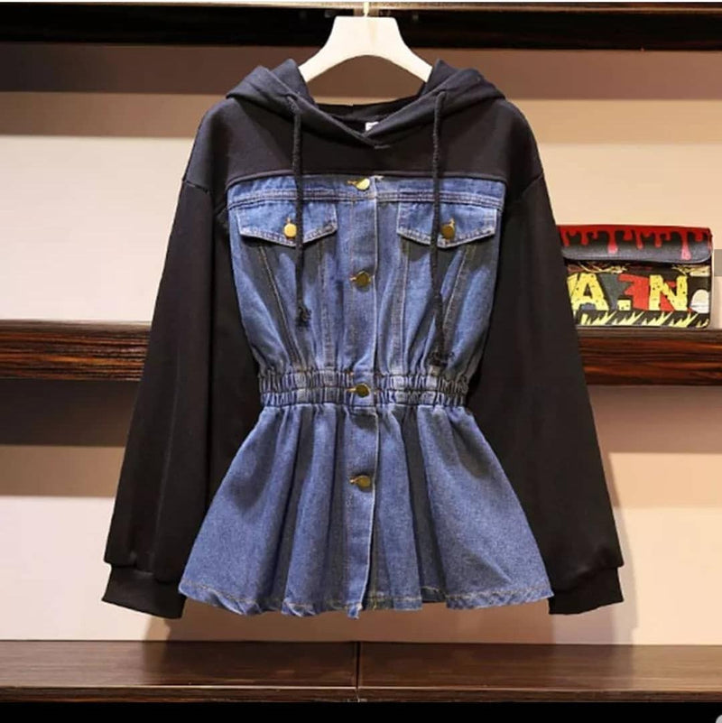 Denim Hooded Sweatshirt - Alamode By Akanksha