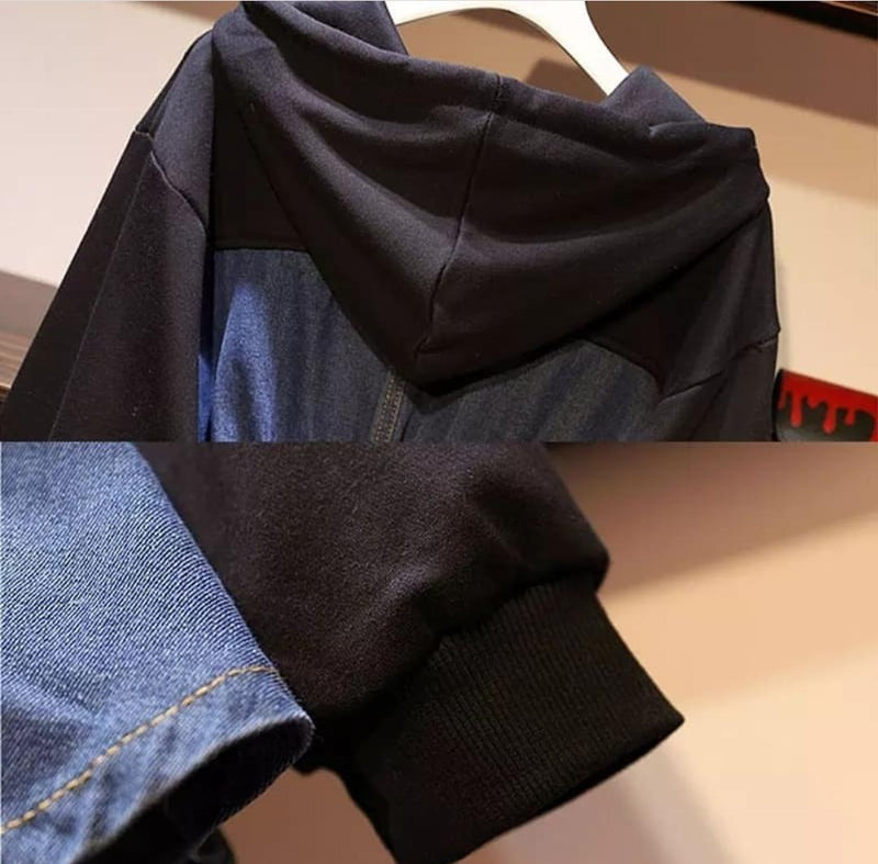 Denim Hooded Sweatshirt - Alamode By Akanksha
