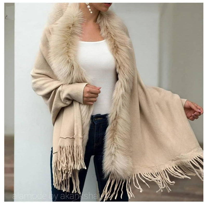 NYE Bestseller- Furry Tasseled Capes - Alamode By Akanksha