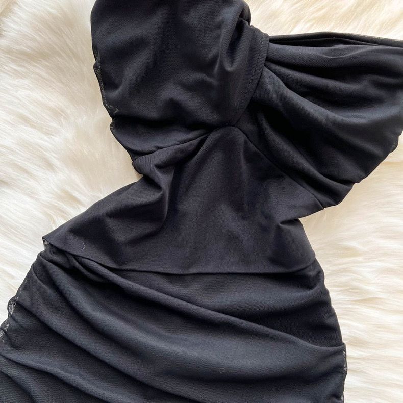 Lasa Ruched Mini Bodycon Mesh Dress - Alamode By Akanksha
