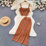 Esme Crochet Coord Set in Brown - Alamode By Akanksha