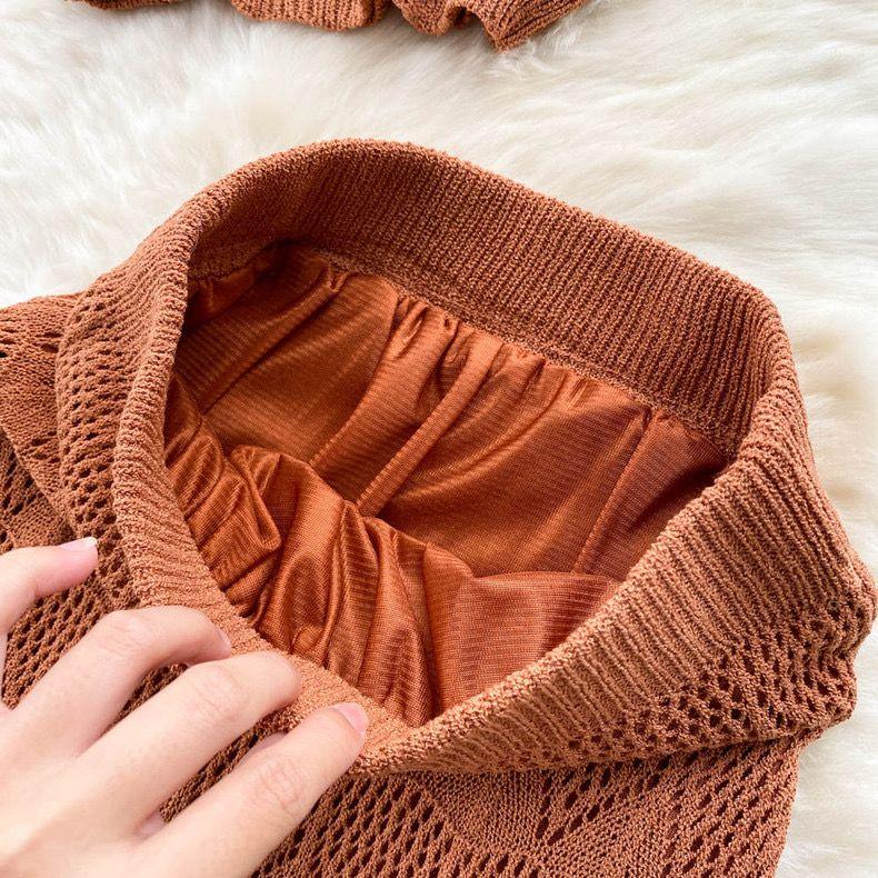 Esme Crochet Coord Set in Brown - Alamode By Akanksha