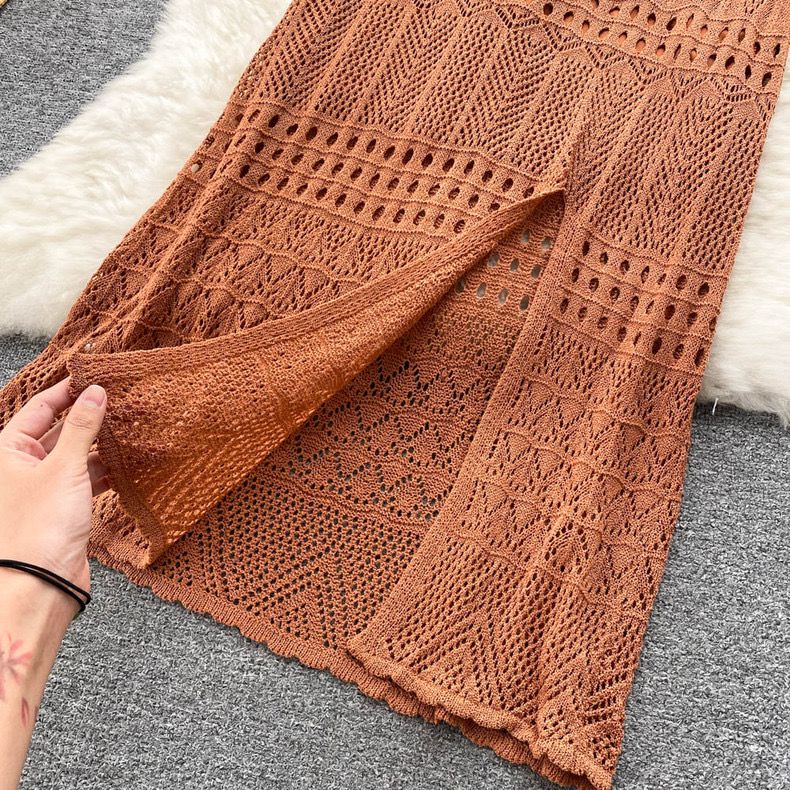 Esme Crochet Coord Set in Brown - Alamode By Akanksha